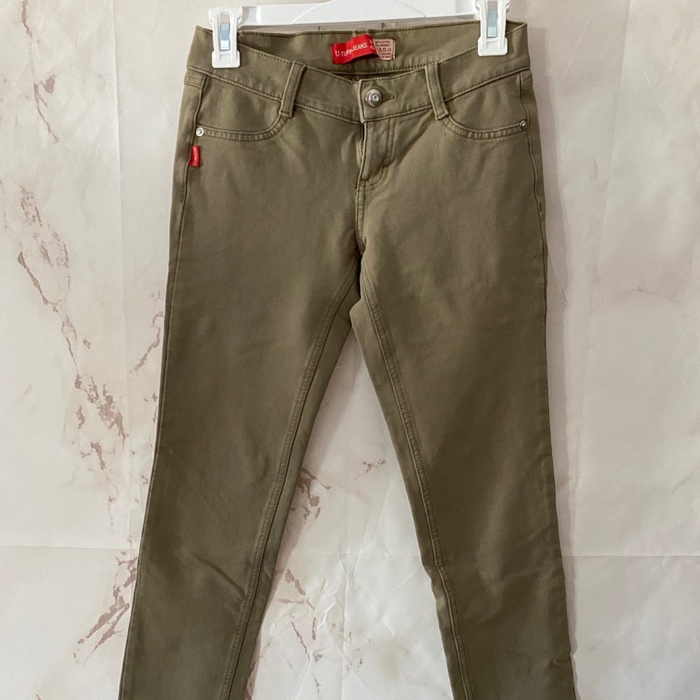 U-Turn Jeans Leggings Sz. M High Stretch Army Green